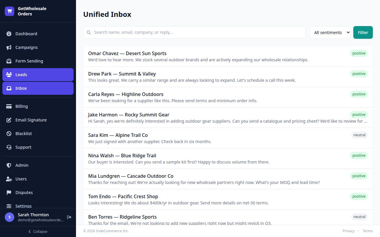 Unified Inbox & AI Sentiment screenshot